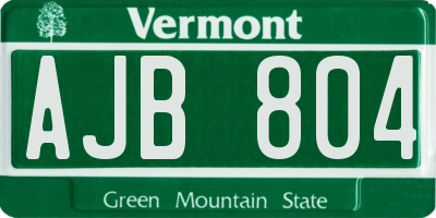 VT license plate AJB804