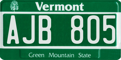 VT license plate AJB805