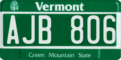 VT license plate AJB806