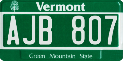 VT license plate AJB807