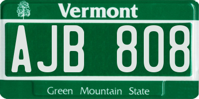 VT license plate AJB808