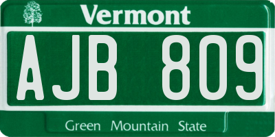 VT license plate AJB809