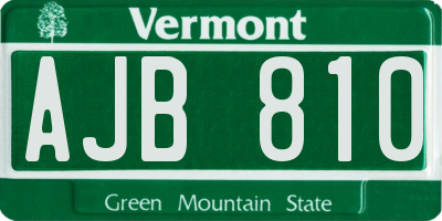 VT license plate AJB810