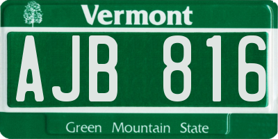 VT license plate AJB816