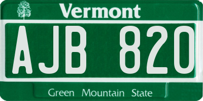 VT license plate AJB820