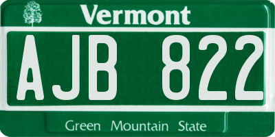 VT license plate AJB822