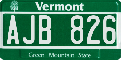VT license plate AJB826