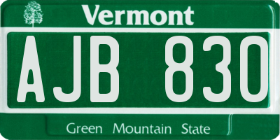 VT license plate AJB830