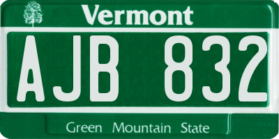 VT license plate AJB832