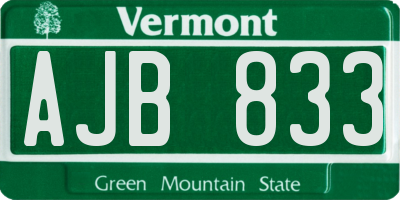 VT license plate AJB833