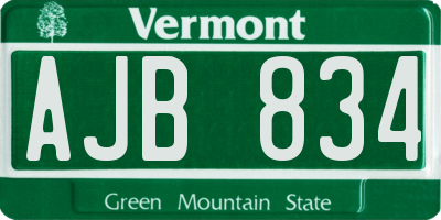 VT license plate AJB834