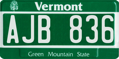 VT license plate AJB836