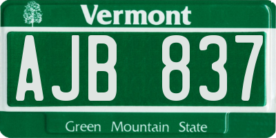 VT license plate AJB837