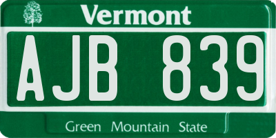 VT license plate AJB839
