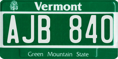 VT license plate AJB840