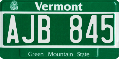 VT license plate AJB845