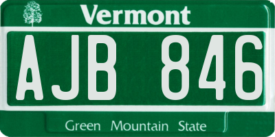 VT license plate AJB846