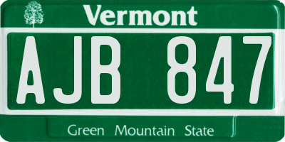 VT license plate AJB847