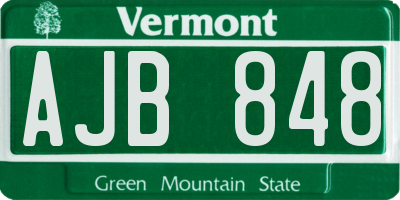 VT license plate AJB848