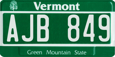 VT license plate AJB849