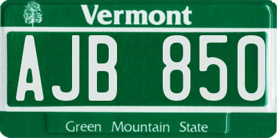 VT license plate AJB850