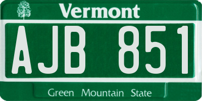 VT license plate AJB851
