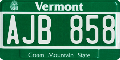 VT license plate AJB858