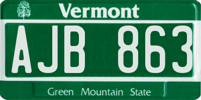 VT license plate AJB863