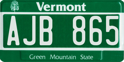 VT license plate AJB865