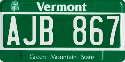 VT license plate AJB867
