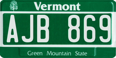 VT license plate AJB869