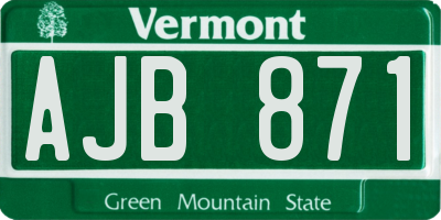 VT license plate AJB871
