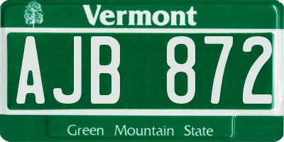 VT license plate AJB872