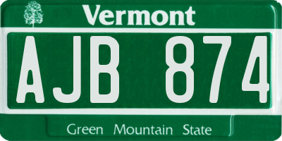 VT license plate AJB874