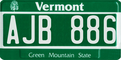 VT license plate AJB886