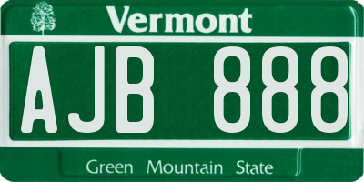 VT license plate AJB888
