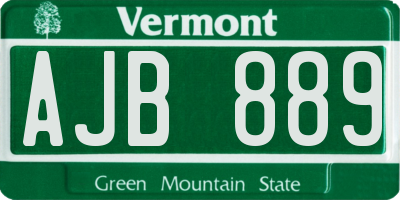 VT license plate AJB889