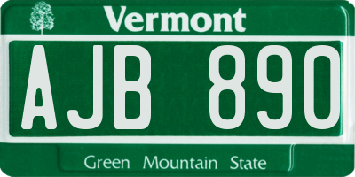 VT license plate AJB890
