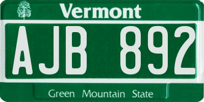 VT license plate AJB892