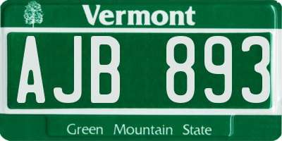VT license plate AJB893