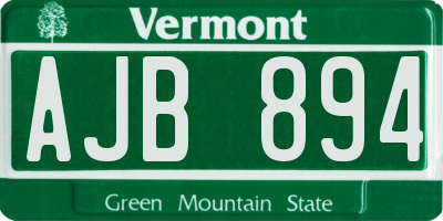VT license plate AJB894