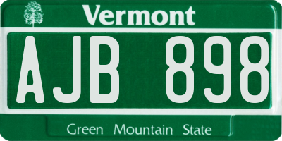 VT license plate AJB898