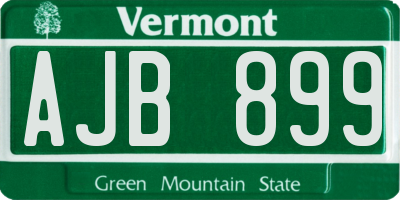 VT license plate AJB899