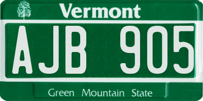 VT license plate AJB905