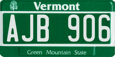 VT license plate AJB906