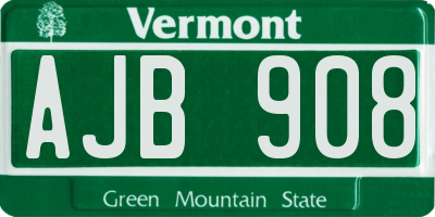 VT license plate AJB908