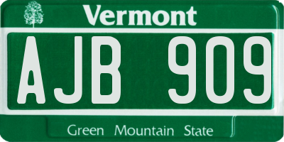 VT license plate AJB909