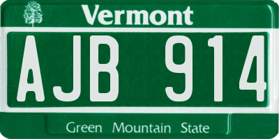 VT license plate AJB914