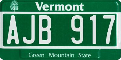 VT license plate AJB917
