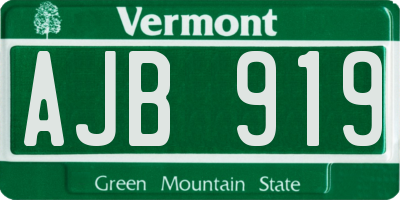 VT license plate AJB919